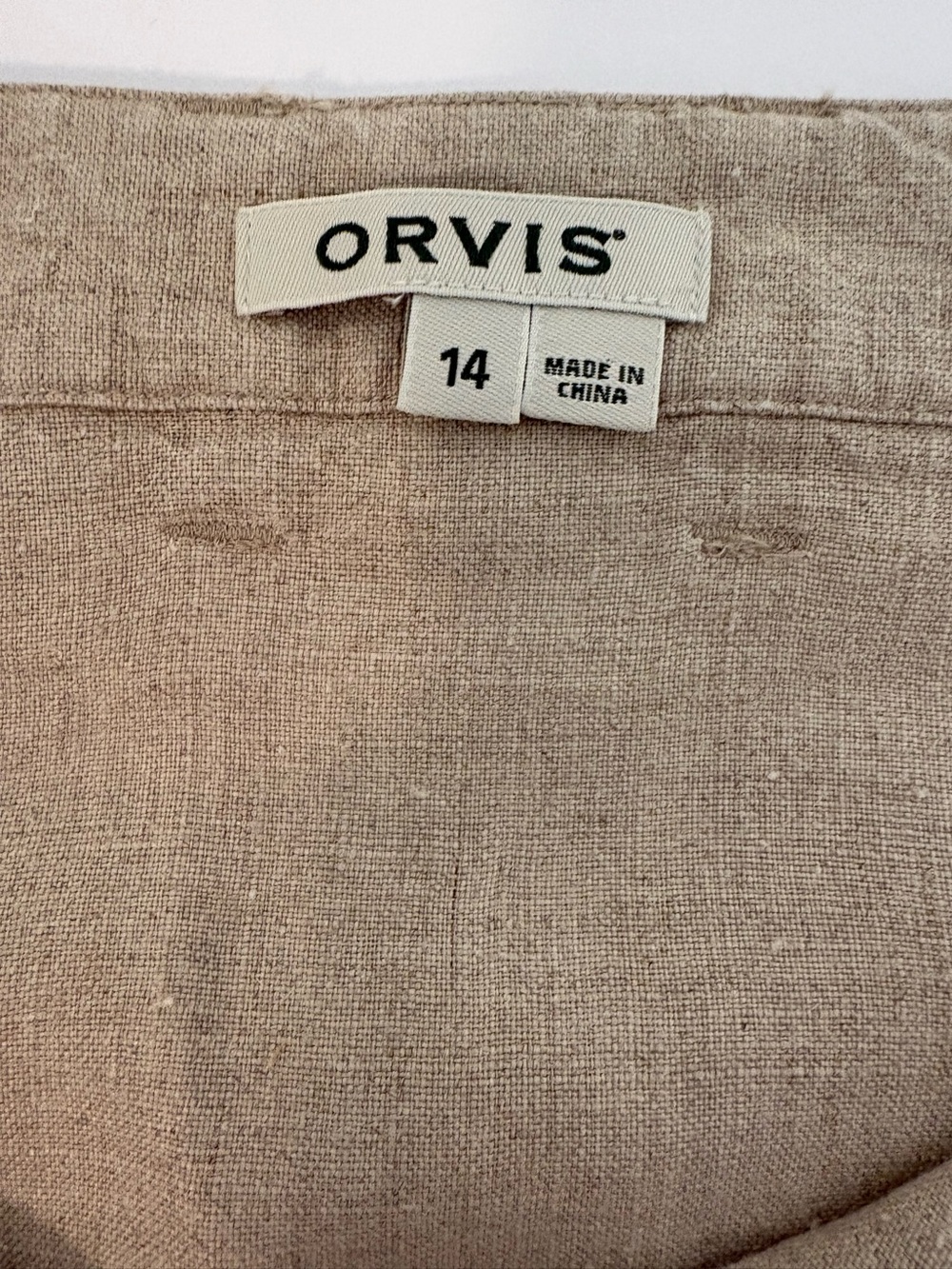 Orvis 100% Linen Utility Midi Skirt Belted Neutral SZ 14 - Picture 6 of 7